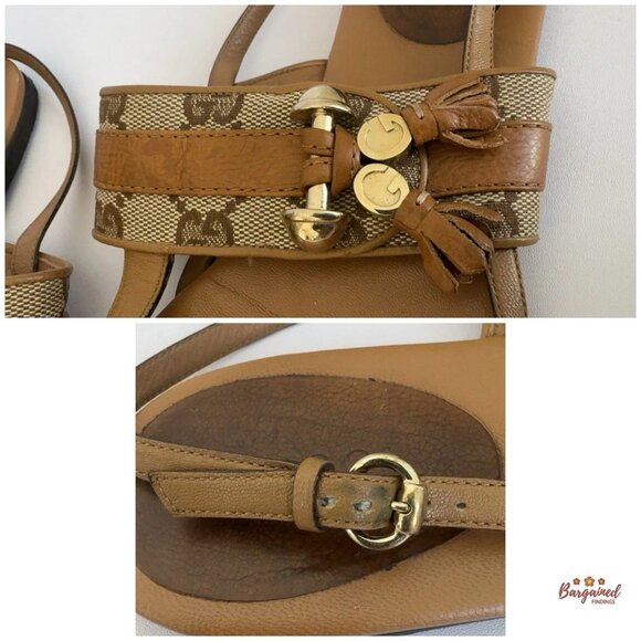 Authentic Gucci GG Monogram Brown Sandals Size 38.5/8.5 - Picture 5 of 10